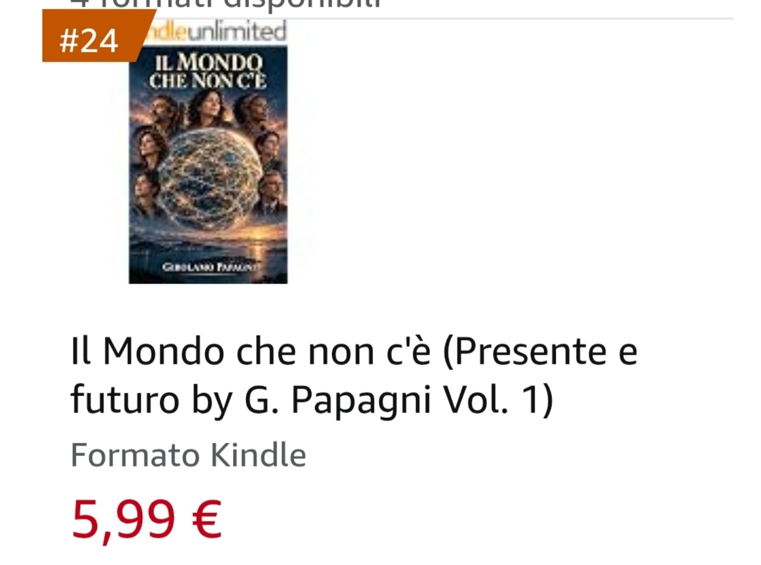 Schermata Amazon fornita dall’autore: Il Mondo che non c’è al numero 24, il 17 ottobre 2026