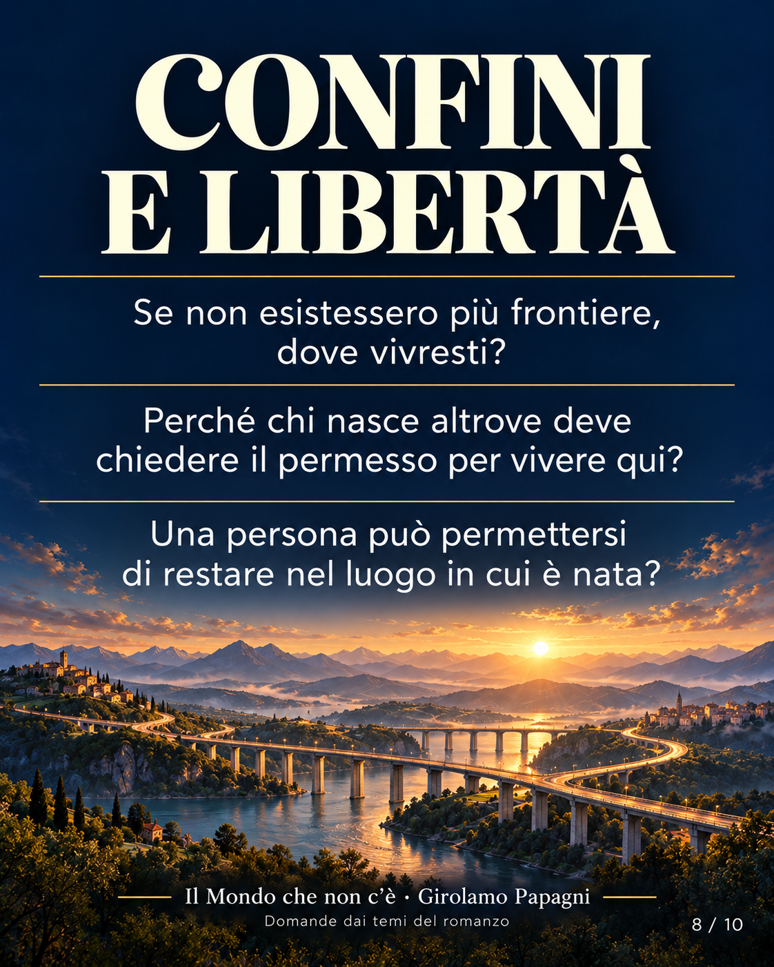 CONFINI E LIBERTÀ. Se non esistessero più frontiere, dove vivresti?. Perché chi nasce altrove deve chiedere il permesso per vivere qui?. Una persona può permettersi di restare nel luogo in cui è nata?